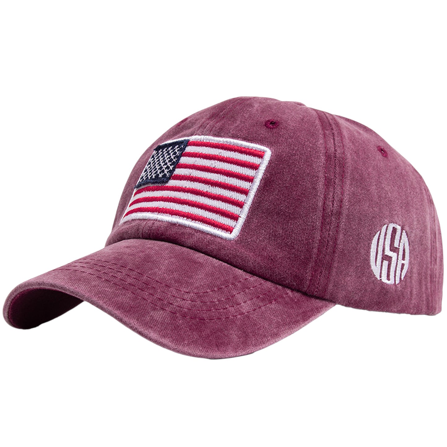 Unisex Vintage Baseball Cap with USA Flag Patch