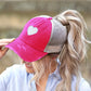 Distressed Trucker Hat with White Heart Patch