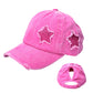 Distressed Baseball Cap with Glitter Star Patches