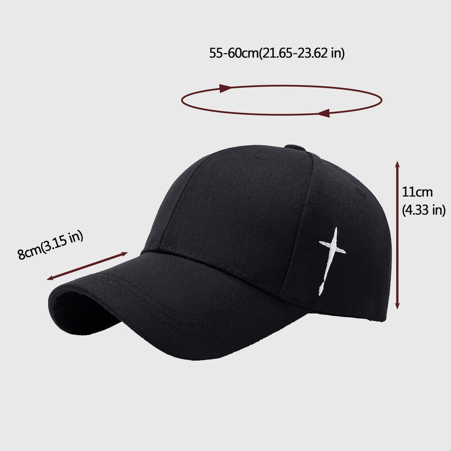 Unisex Baseball Cap with Cross Embroidery