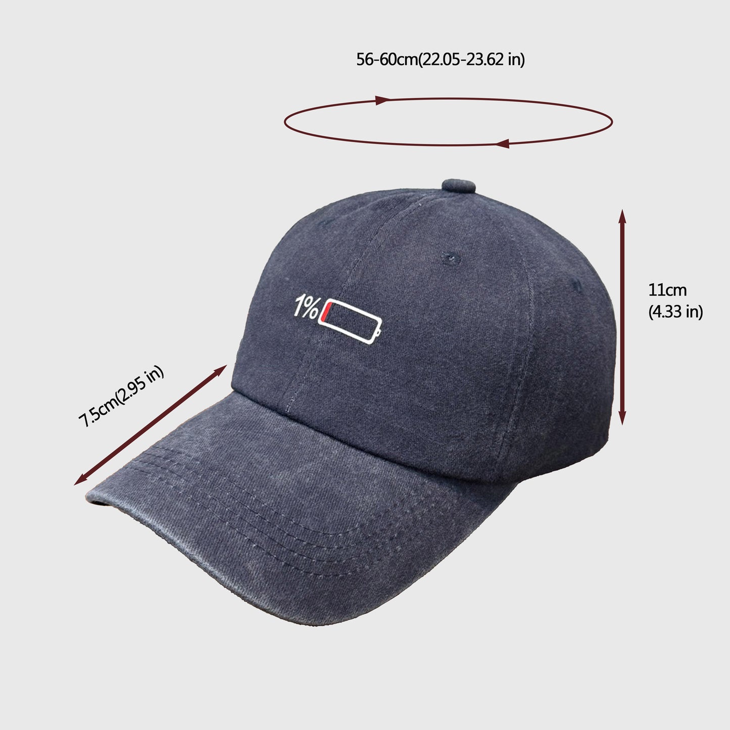 Unisex Baseball Cap with Battery Embroidery