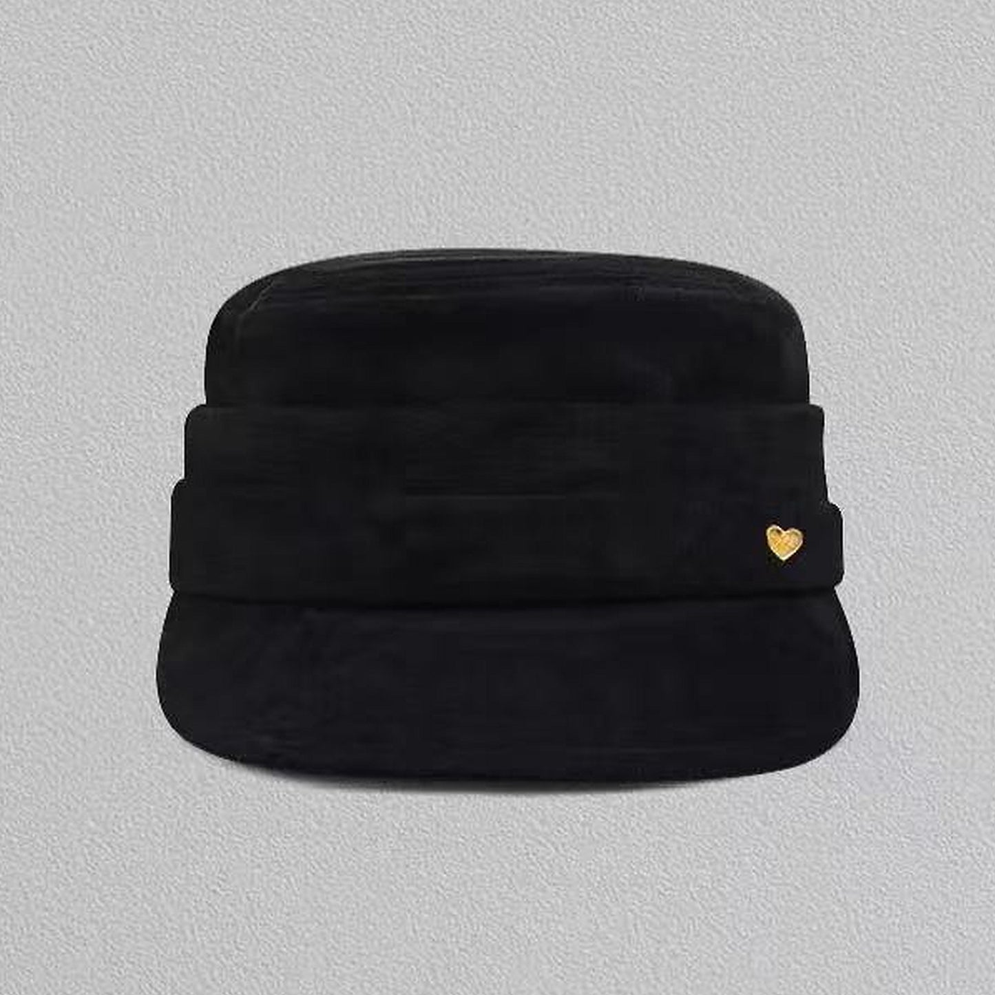 Fleece Military - Style Cap with Heart Accent
