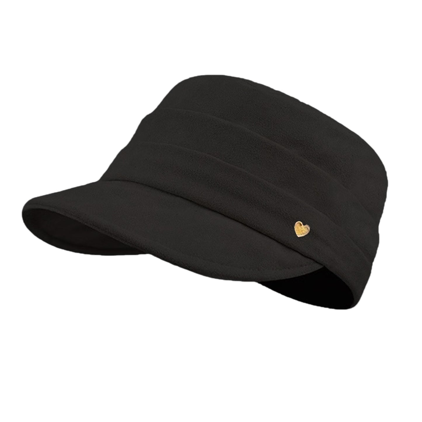 Fleece Military - Style Cap with Heart Accent