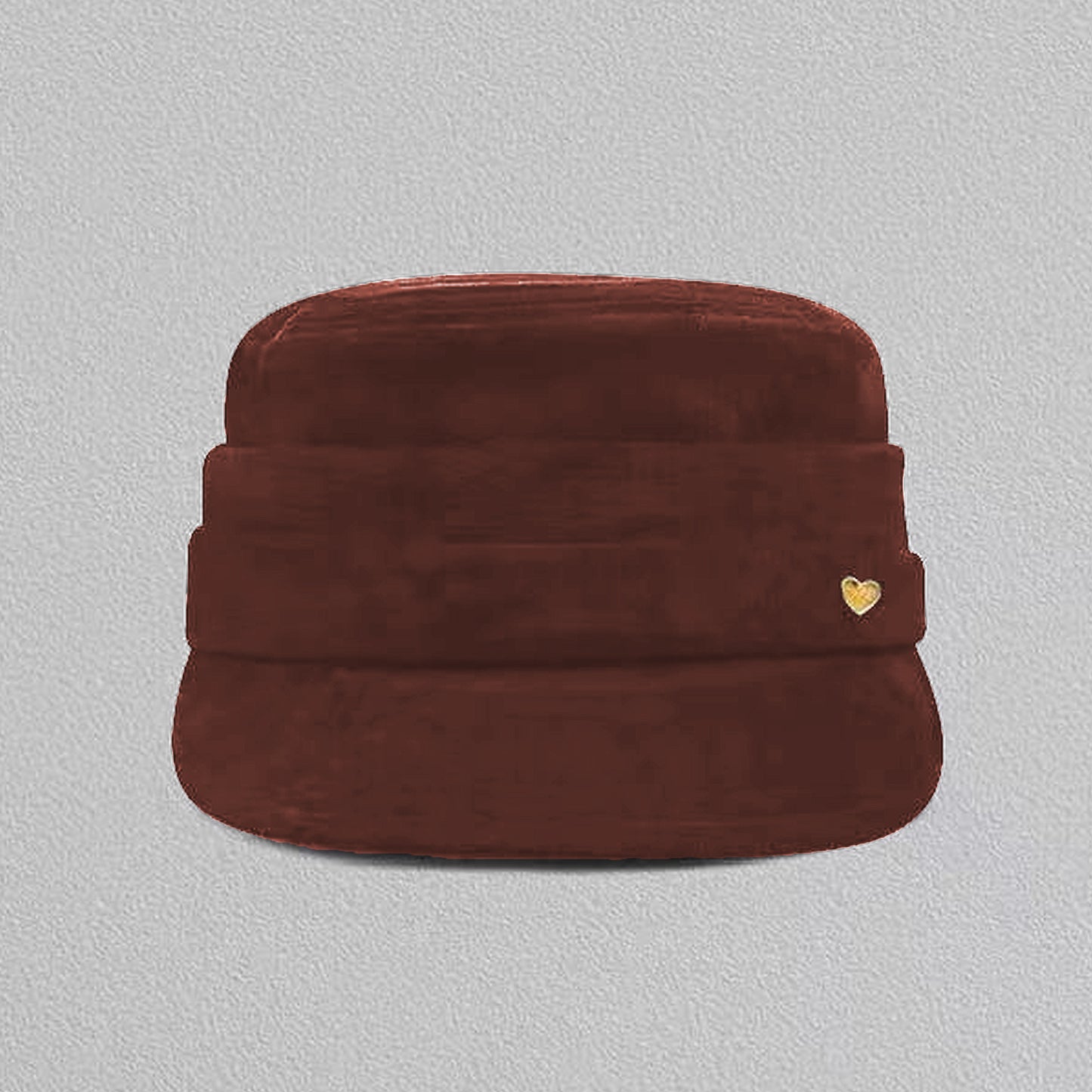 Fleece Military - Style Cap with Heart Accent