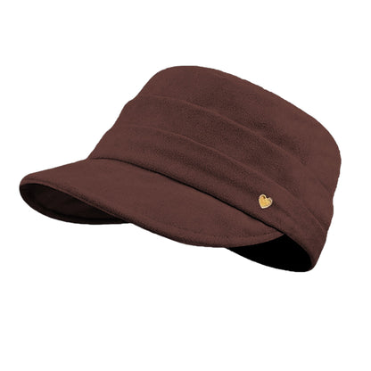 Fleece Military - Style Cap with Heart Accent