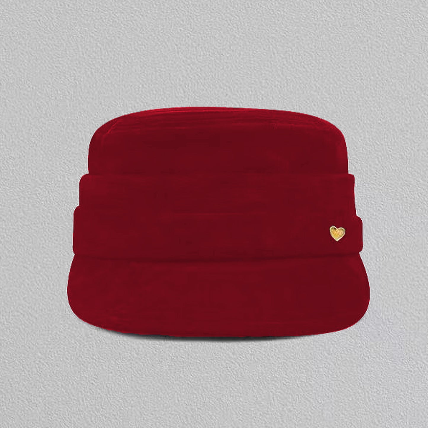 Fleece Military - Style Cap with Heart Accent