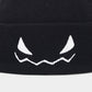 Knit Beanie Hat with Pumpkin Face Embroidery Halloween Themed Design