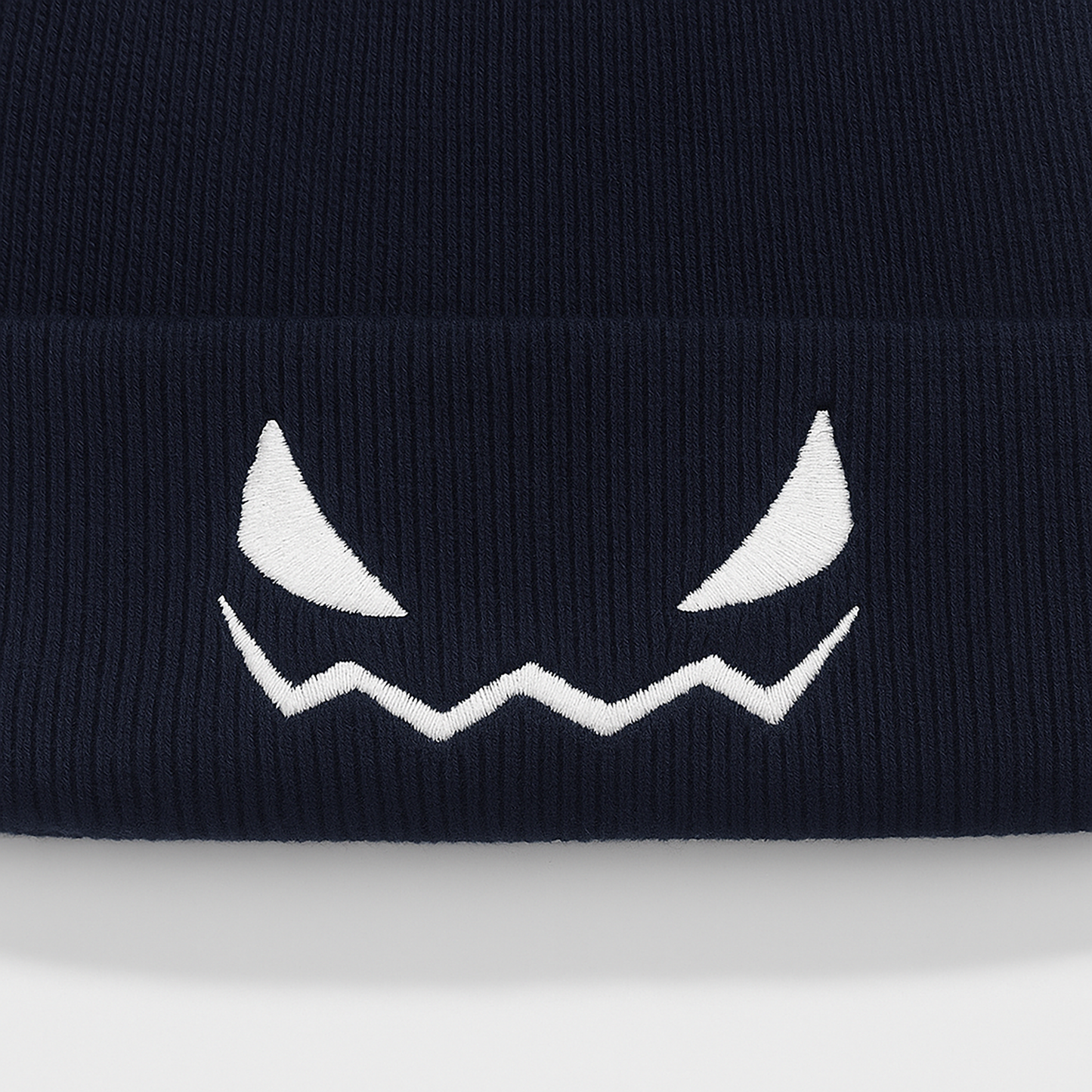 Knit Beanie Hat with Pumpkin Face Embroidery Halloween Themed Design