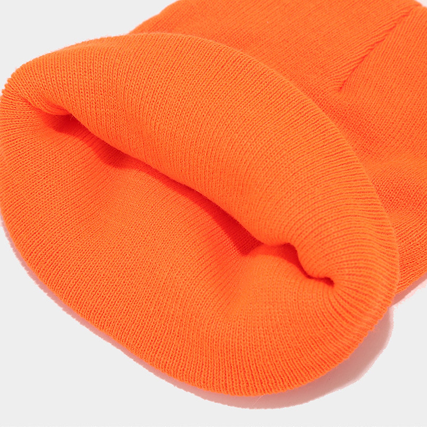 Knit Beanie Hat with Pumpkin Face Embroidery Halloween Themed Design