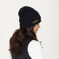Knit Beanie Hat with Faux Leather Buckle Detail and Folded Edge