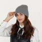 Rib Knit Beanie Hat with Folded Cuff and Stretchy Fit