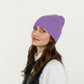 Rib Knit Beanie Hat with Folded Cuff and Stretchy Fit