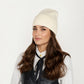 Rib Knit Beanie Hat with Folded Cuff and Stretchy Fit