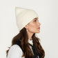 Rib Knit Beanie Hat with Folded Cuff and Stretchy Fit