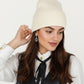 Rib Knit Beanie Hat with Folded Cuff and Stretchy Fit