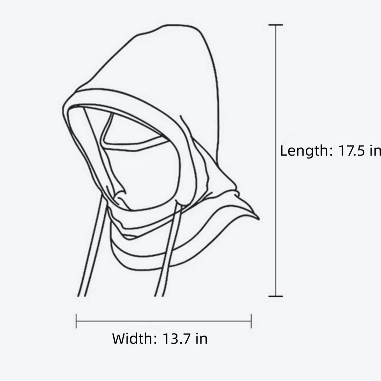 Unisex Fleece Hooded Face Cover with Drawstring Neck Warmer for Cold Weather