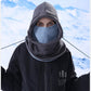 Unisex Fleece Hooded Face Cover with Drawstring Neck Warmer for Cold Weather