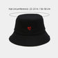 Cotton Bucket Hat with Red Heart Embroidery and Wide Brim