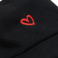 Cotton Bucket Hat with Red Heart Embroidery and Wide Brim