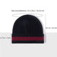 Unisex Rib Knit Beanie with Folded Cuff and Contrast Stripe Detail
