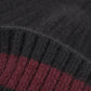 Unisex Rib Knit Beanie with Folded Cuff and Contrast Stripe Detail