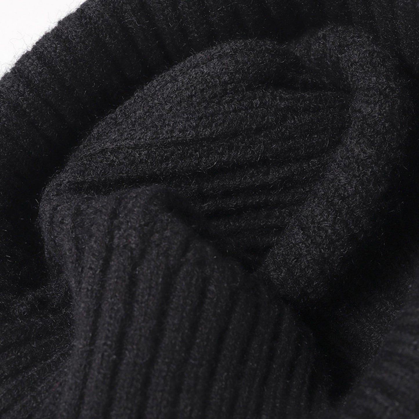 Unisex Rib Knit Beanie with Folded Cuff and Contrast Stripe Detail