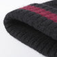 Unisex Rib Knit Beanie with Folded Cuff and Contrast Stripe Detail