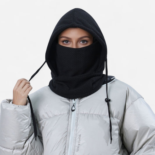 Unisex Quilted Thermal Hood with Adjustable Drawstrings and Face Cover