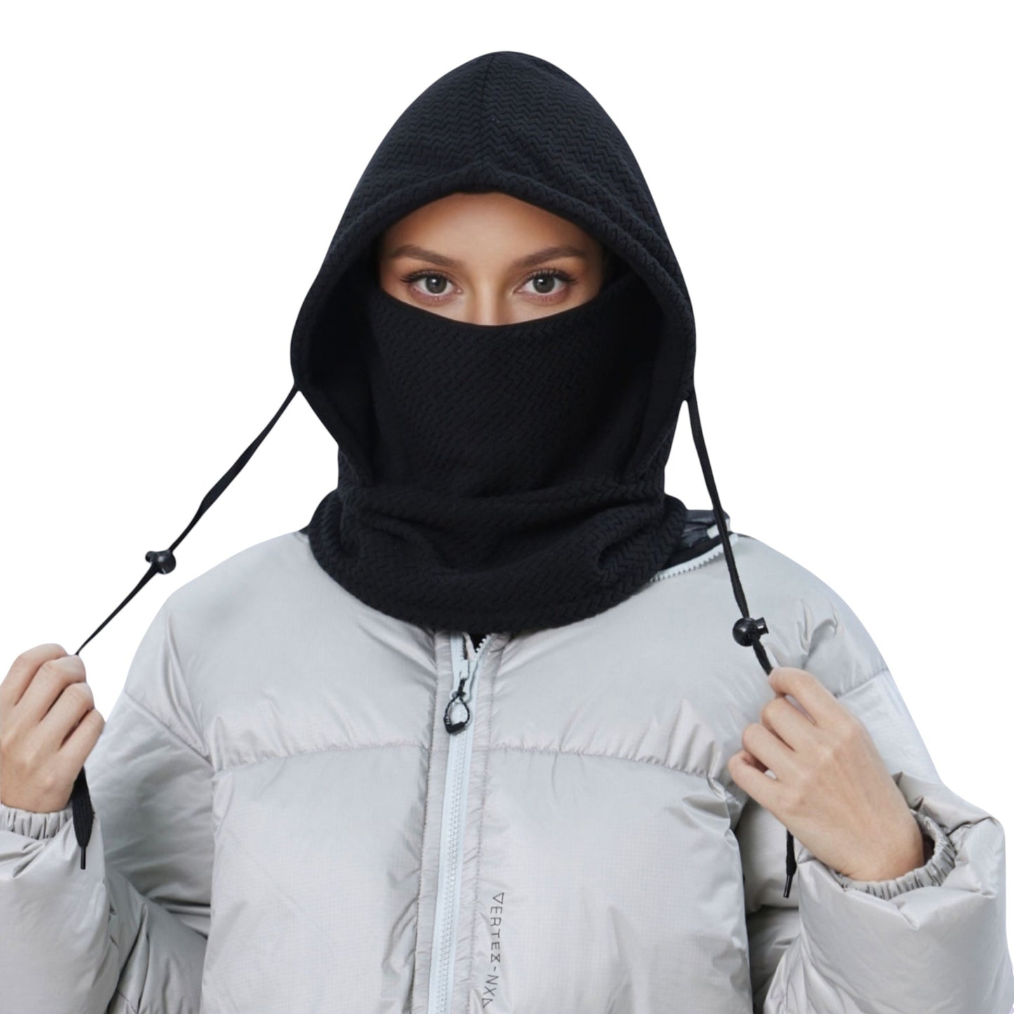 Unisex Quilted Thermal Hood with Adjustable Drawstrings and Face Cover