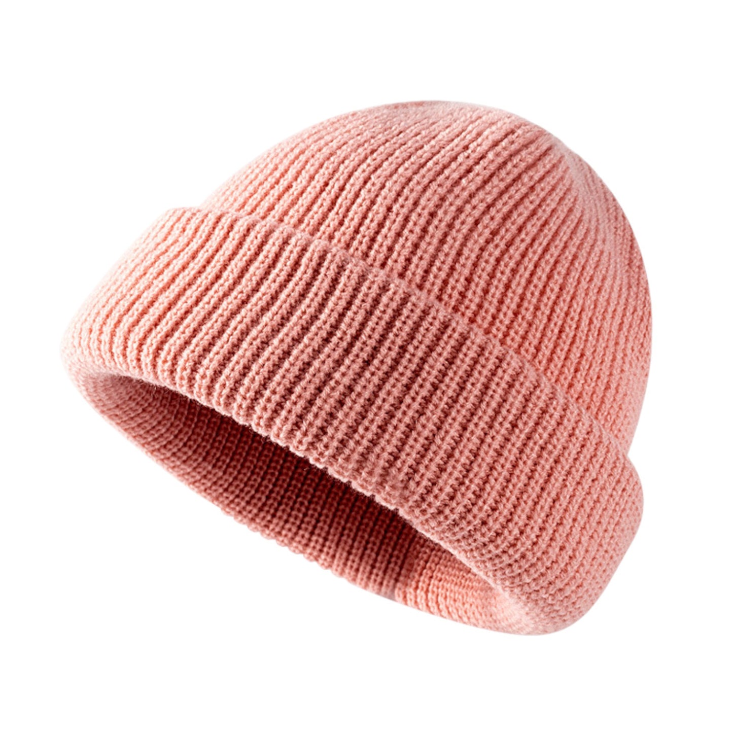 Unisex Warm Knit Beanie Soft Stretchy Cuffed Winter Hat Lightweight Solid Color Design