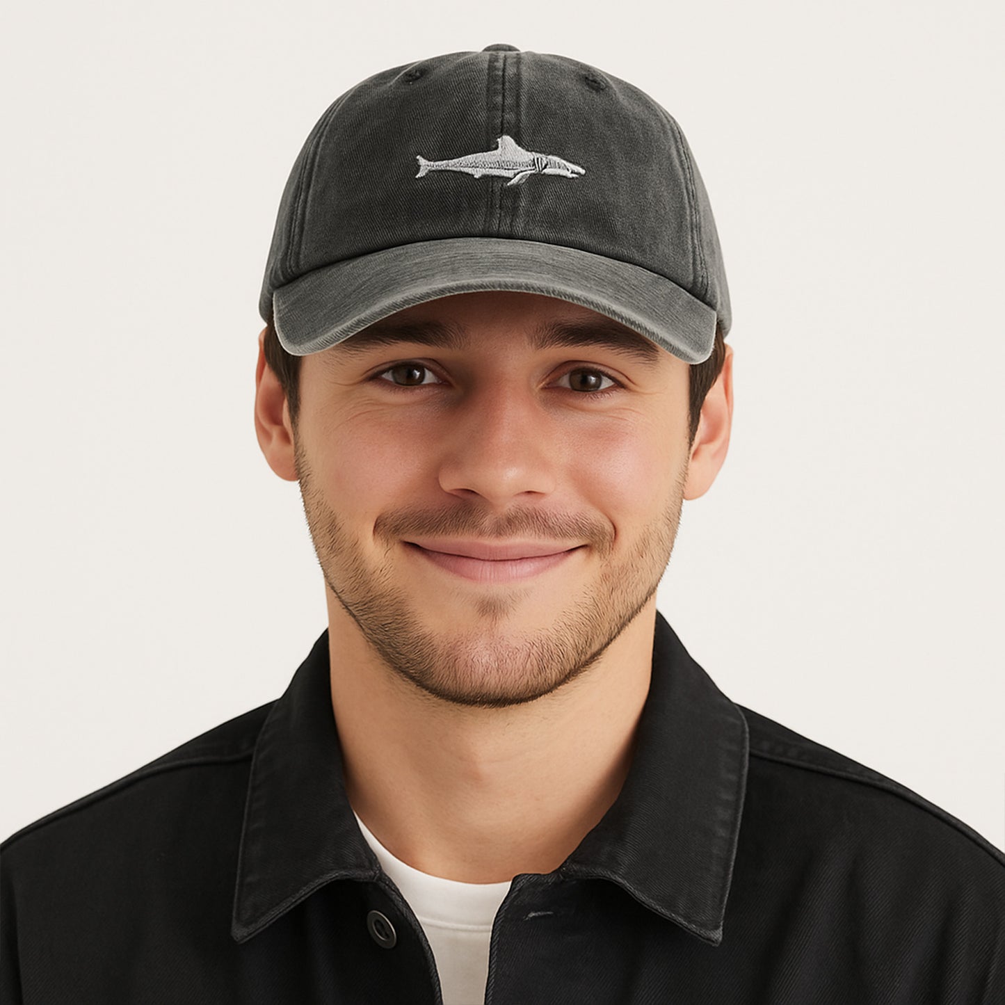 Shark Embroidered Baseball Cap Vintage Adjustable Casual Sport Hat