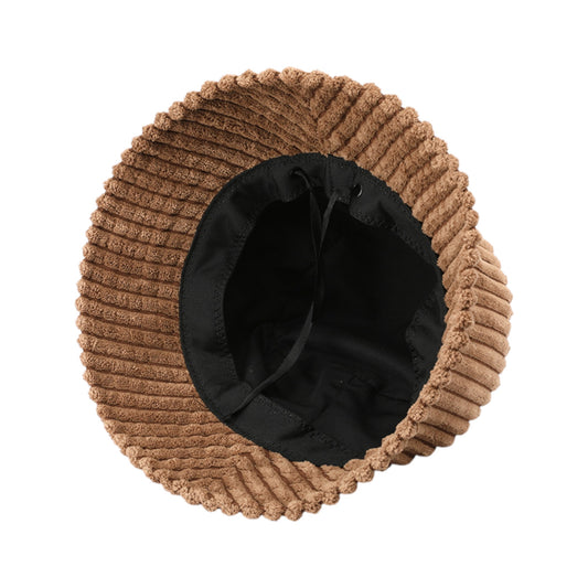 Corduroy Bucket Hat Soft Plush Ribbed Texture Warm Winter Hat with Adjustable Fit