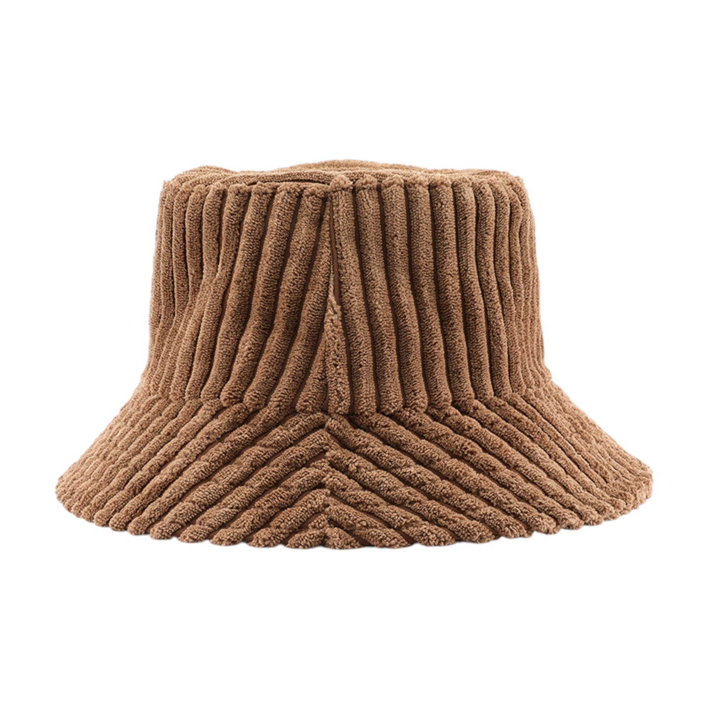 Corduroy Bucket Hat Soft Plush Ribbed Texture Warm Winter Hat with Adjustable Fit