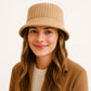 Corduroy Bucket Hat Soft Plush Ribbed Texture Warm Winter Hat with Adjustable Fit