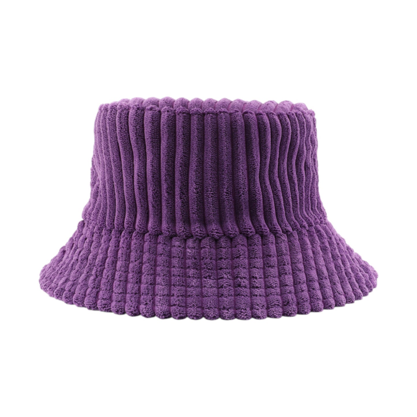 Corduroy Bucket Hat Soft Plush Ribbed Texture Warm Winter Hat with Adjustable Fit