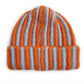 Knit Beanie with Colorblock Stripes and Folded Cuff Winter Hat