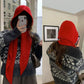 Womens Wool Blend Ribbed Knit Hat with Attached Scarf Warm and Convenient