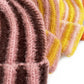 Knit Beanie with Colorblock Stripes and Folded Cuff Winter Hat