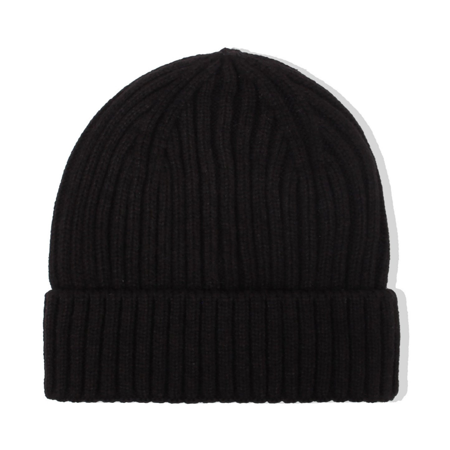 Ribbed Knit Beanie Hat with Satin Lining and Folded Cuff