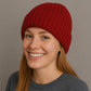 Ribbed Knit Beanie Hat with Satin Lining and Folded Cuff