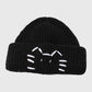 Knitted Beanie with Cat Embroidery - Cute & Warm Winter Hat for Cold Weather