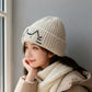 Knitted Beanie with Cat Embroidery - Cute & Warm Winter Hat for Cold Weather