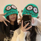Knitted Beanie with Cartoon Monster Eye Design - Cute & Warm Winter Hat for Cold Weather