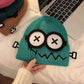 Knitted Beanie with Cartoon Monster Eye Design - Cute & Warm Winter Hat for Cold Weather