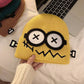 Knitted Beanie with Cartoon Monster Eye Design - Cute & Warm Winter Hat for Cold Weather
