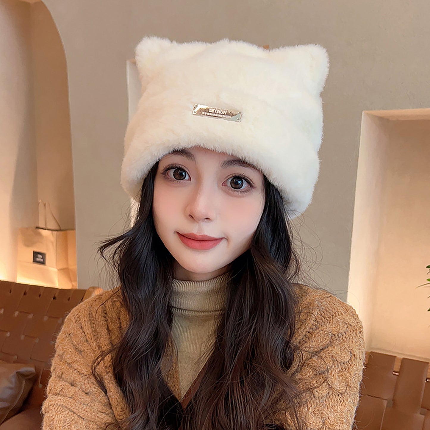 Fuzzy Cat Ear Beanie - Soft Plush Winter Hat