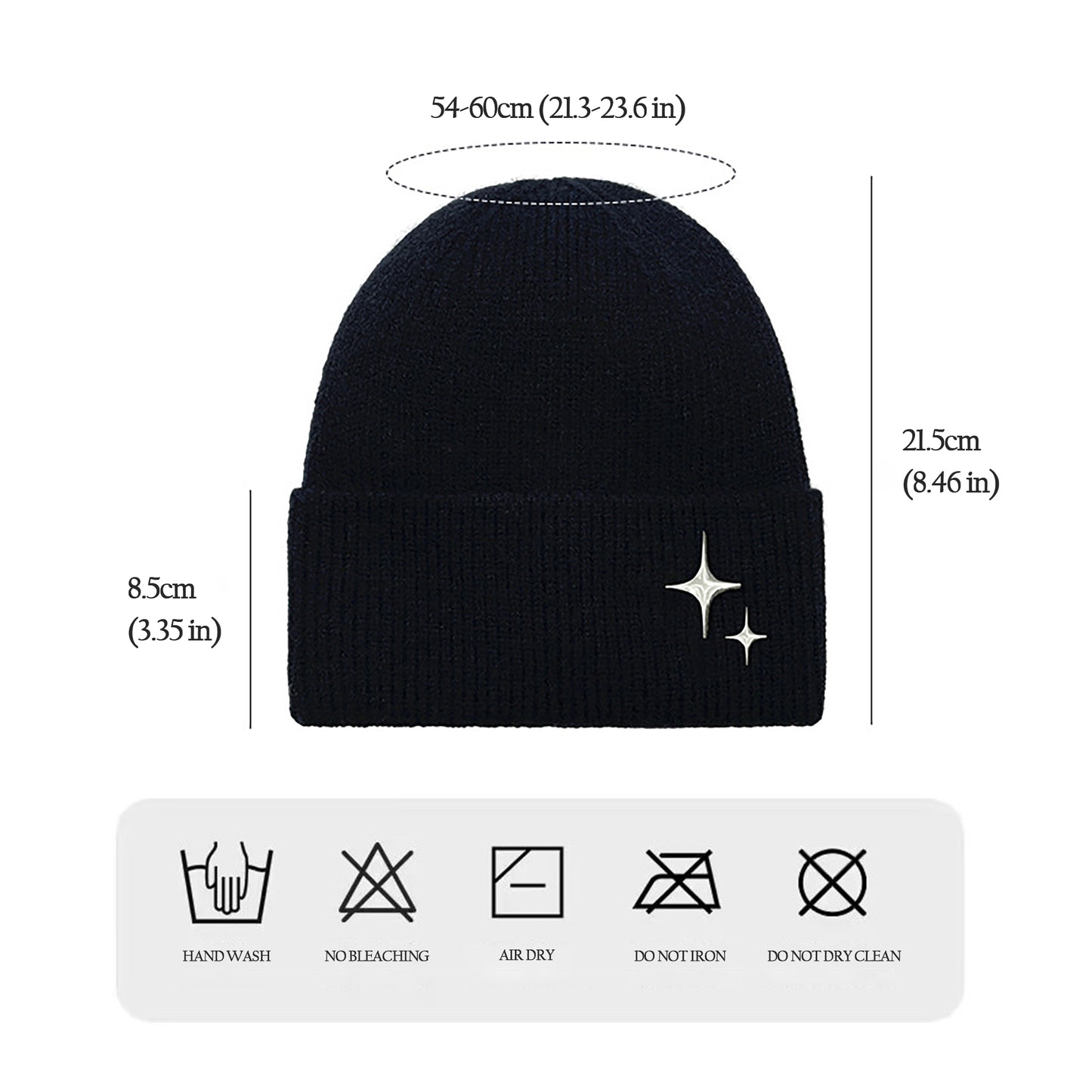 Coral Knitted Beanie with Star Embroidery - Stylish & Warm Winter Hat