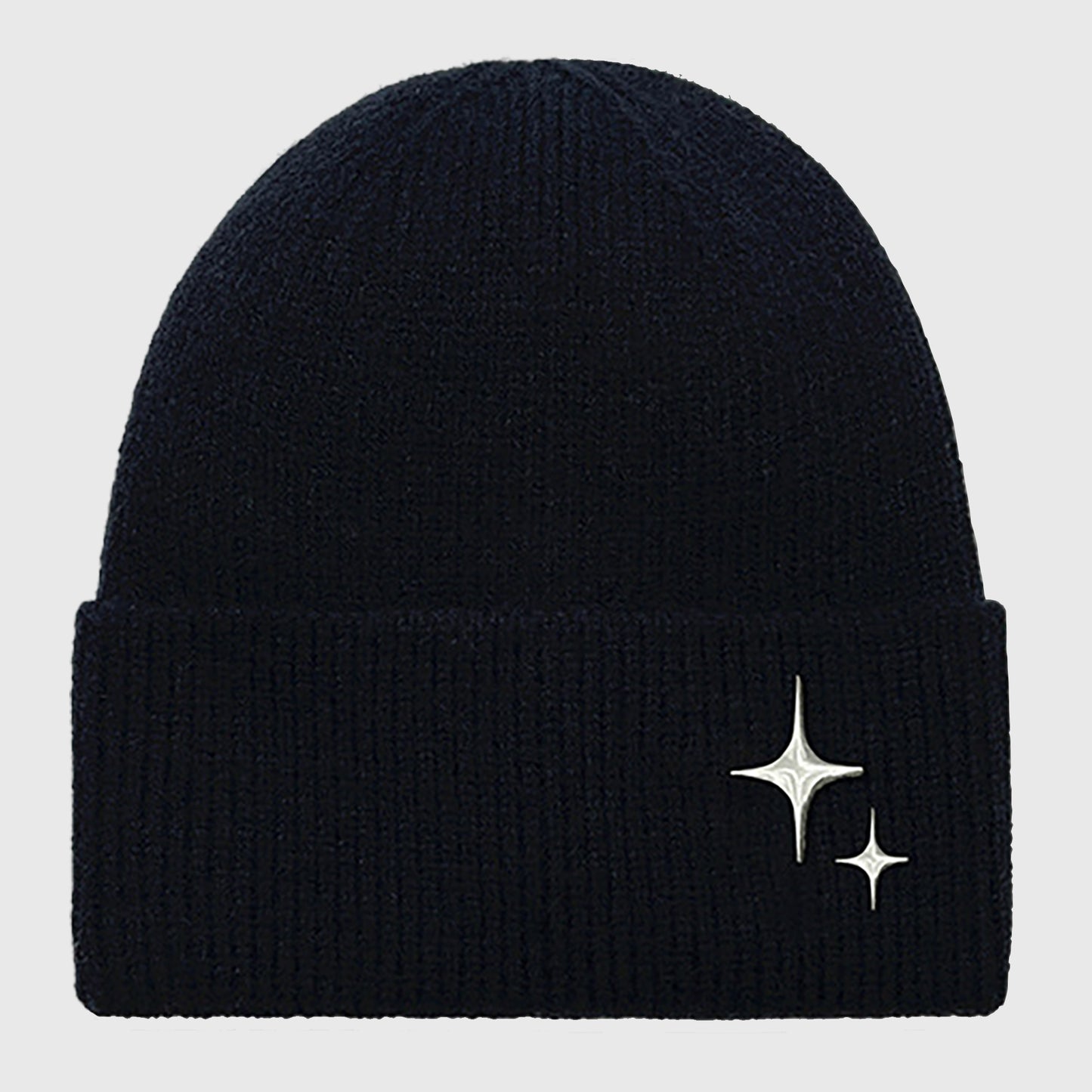 Coral Knitted Beanie with Star Embroidery - Stylish & Warm Winter Hat