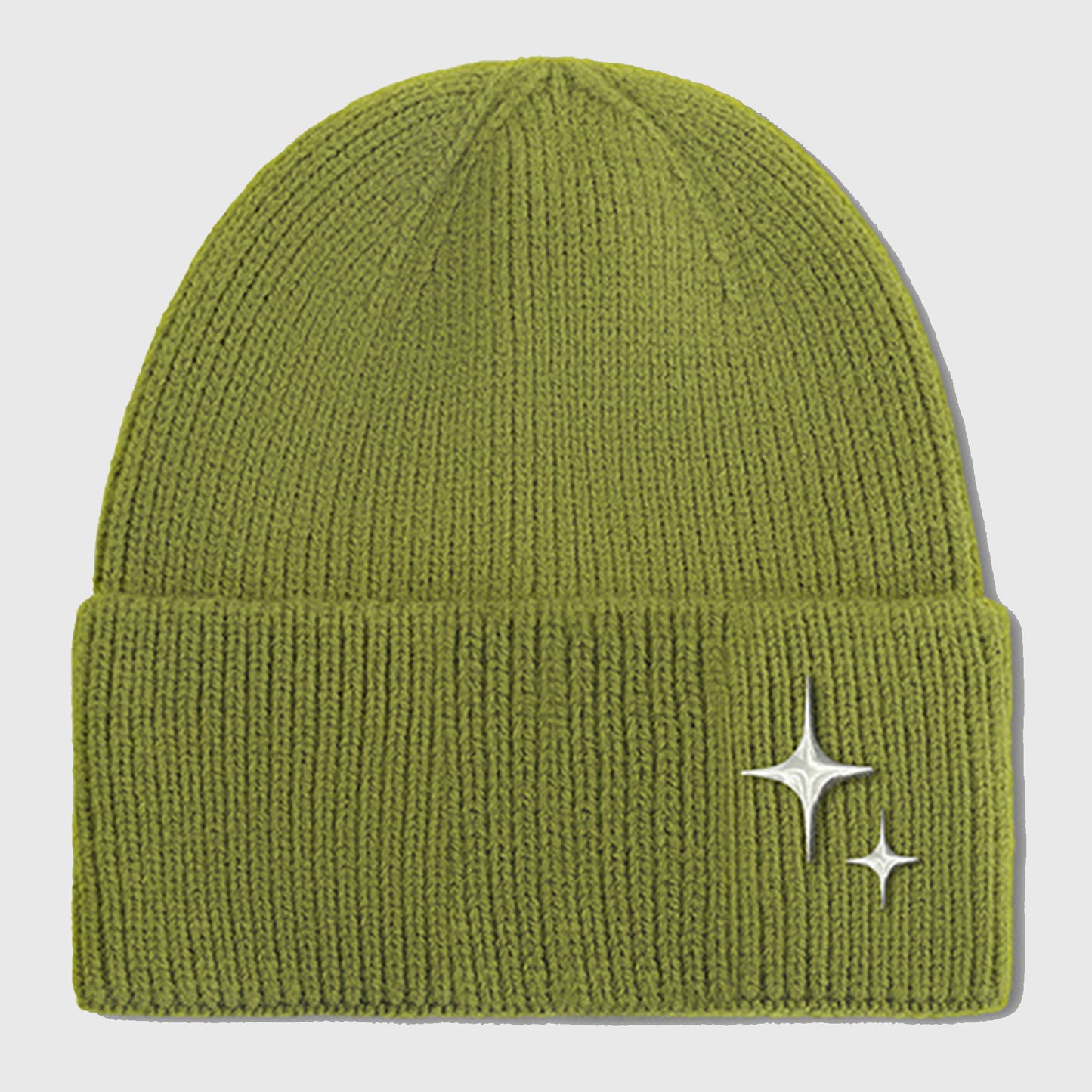Coral Knitted Beanie with Star Embroidery - Stylish & Warm Winter Hat