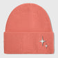 Coral Knitted Beanie with Star Embroidery - Stylish & Warm Winter Hat